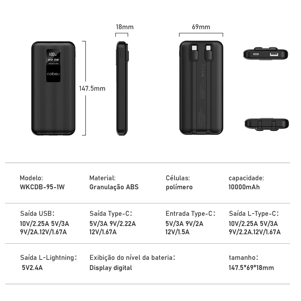 Power Bank, Power Bank 10000Mah, Power Bank, Portable Power Bank, Portable Battery, Rechargeable Batteries, Coibeu, 23W